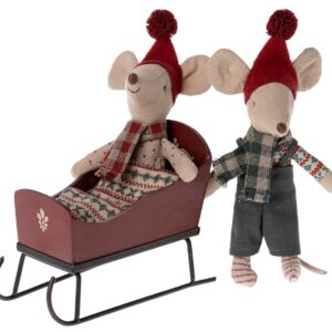 maileg christmas sleigh mouse red