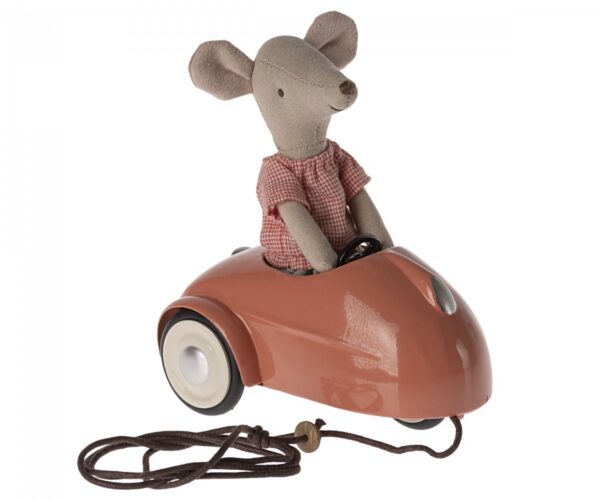 maileg mouse car toy coral