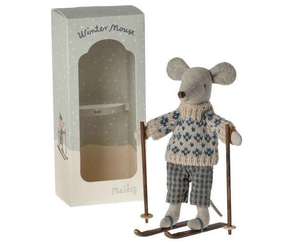 maileg winter mouse with ski set dad
