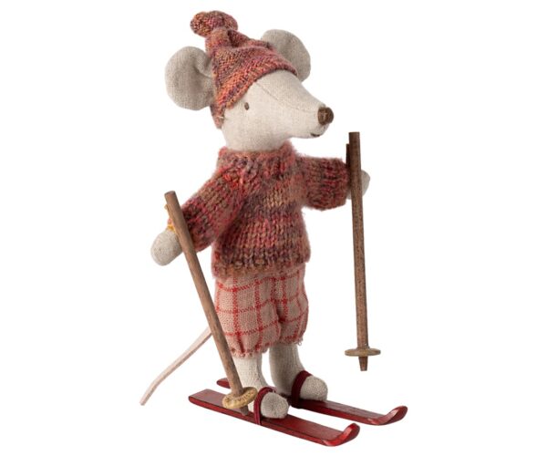 maileg winter mouse big sister with ski set rose