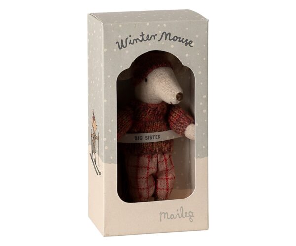 maileg winter mouse big sister with ski set rose