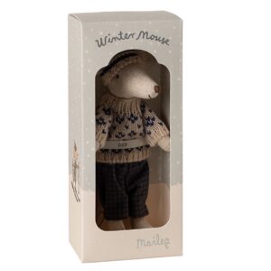 maileg winter mouse with ski set blue dad