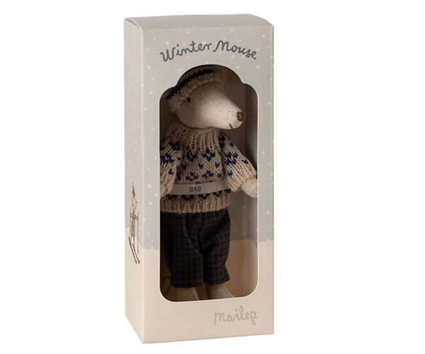 maileg winter mouse with ski set blue dad