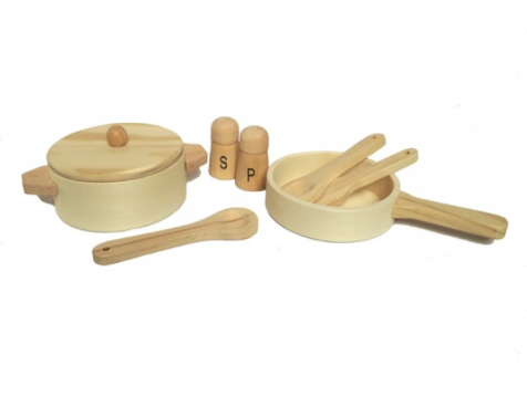Natural Wooden Toy Pan Set