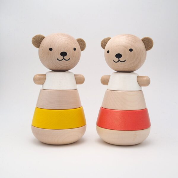 wooden stacking bear corail look3