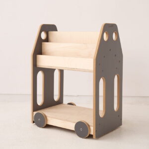 car montessori library shelf grey