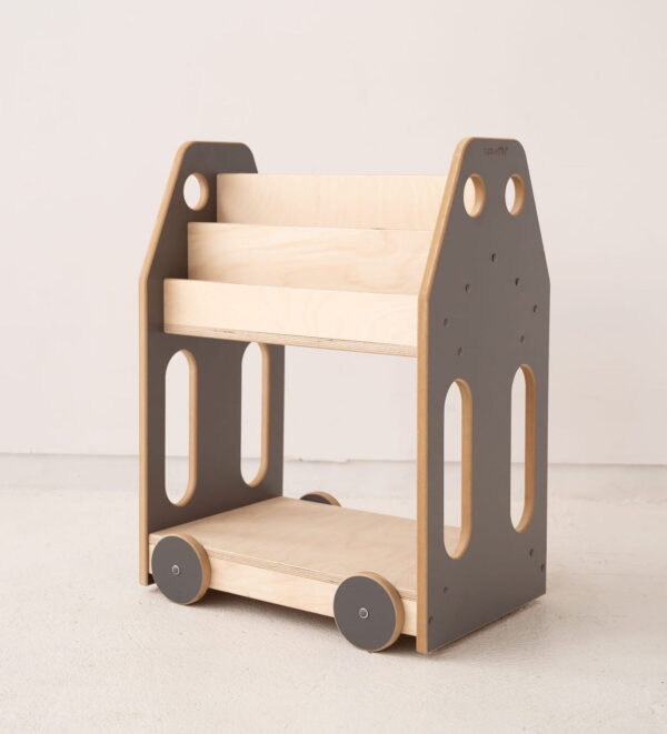 car montessori library shelf grey