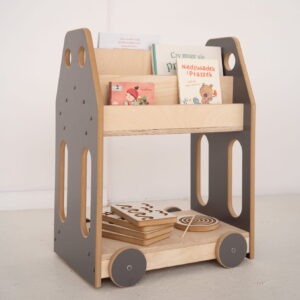 car montessori library shelf grey