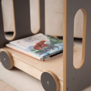 car montessori library shelf grey