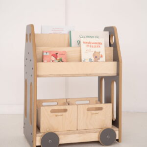 car montessori library shelf grey