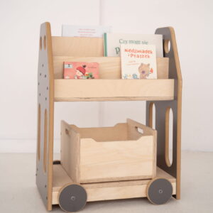 car montessori library shelf grey