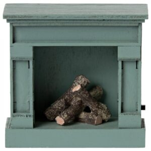 maileg fireplace toy vintage blue