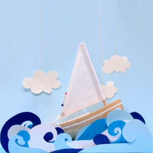 wooden boat toy le bachi glossy varnish