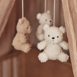 baby mobile teddy bear biscuit and natural