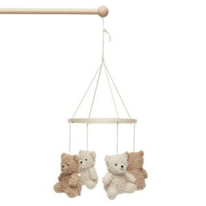 baby mobile teddy bear biscuit and natural