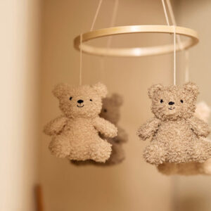 baby mobile teddy bear olive green and natural