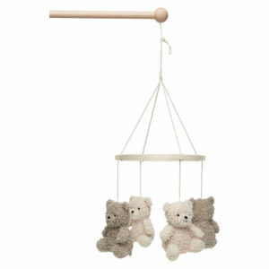 baby mobile teddy bear olive green and natural