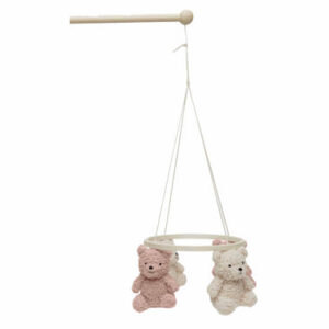 baby mobile teddy bear wild rose and natural