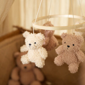 baby mobile teddy bear wild rose and natural