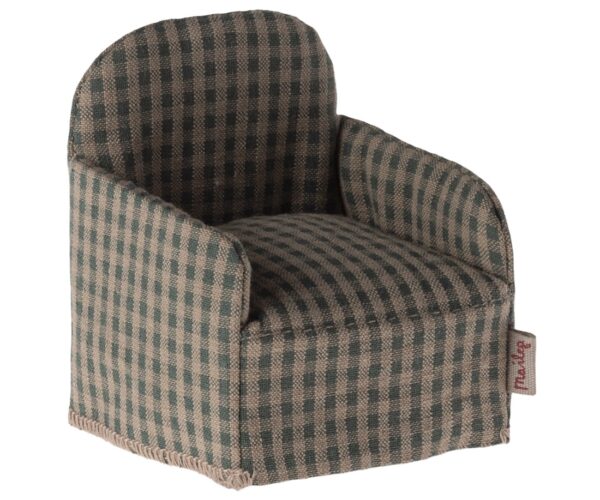 maileg mouse chair toy green checker