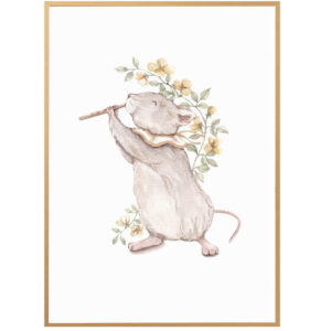 kids poster mouse with a flute