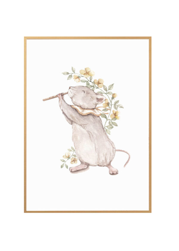 kids poster mouse with a flute