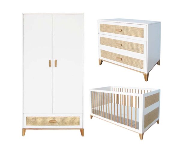 nami baby crib + chest of drawer + wardrobe + changing table
