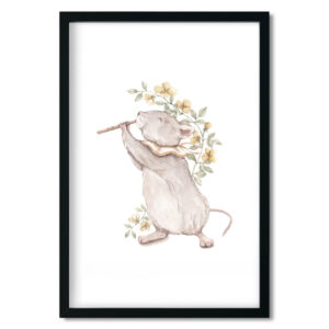 kids poster mouse with a flute