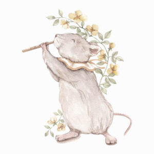 kids poster mouse with a flute