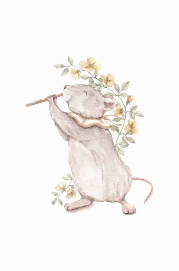 kids poster mouse with a flute