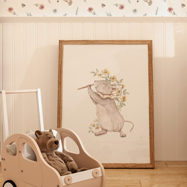 kids poster mouse with a flute