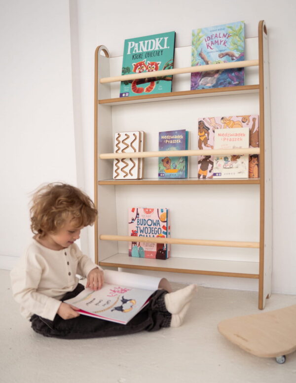 slim narrow montessori wall mounted library