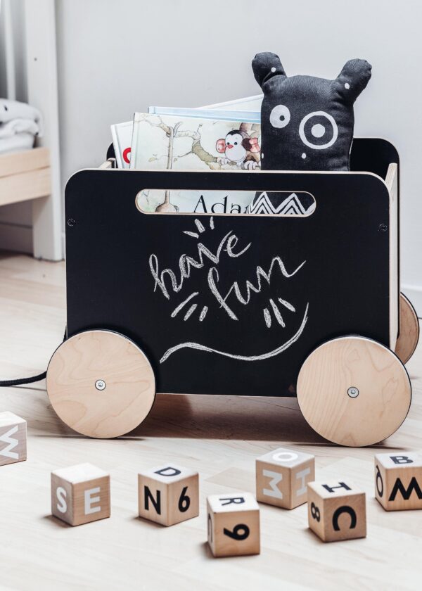 toy chest on wheels blackboard